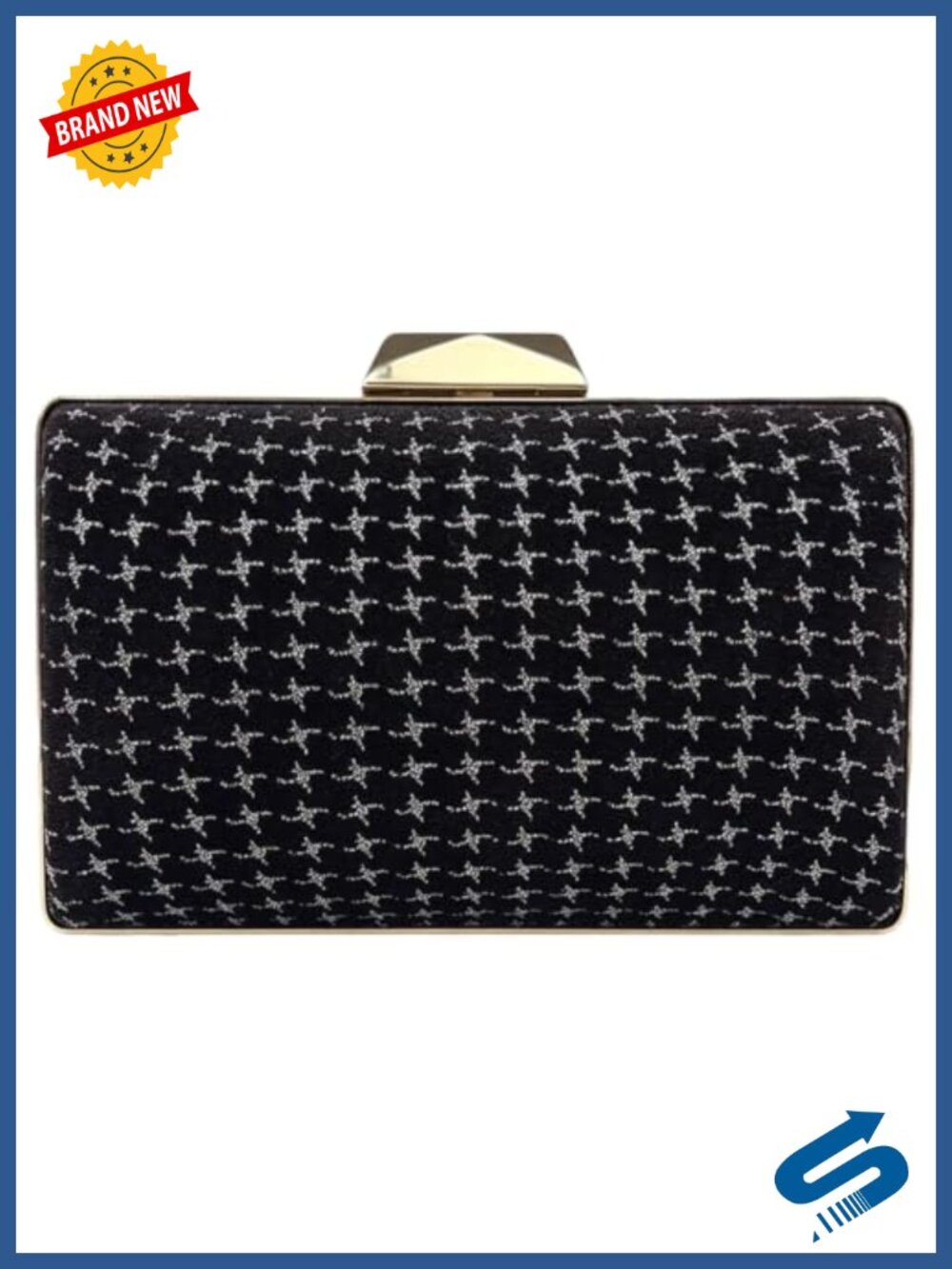 Velvet Evening Clutch Purse Shimmering Embossed Bag with Chain Strap